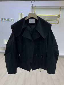 Cute Collar Loose Fit Short Jacket Womens Casual Stylish Short Length Windbreaker Autumn New Arrival Commute Style Long Sleeve