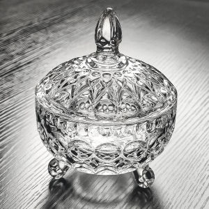 ชามแก้วคริสตัลขนาดใหญ่พร้อมฝา ชามใสสำหรับใส่ผลไม้ ชามใสสำหรับใส่อาหารทะเลสุก ชามใสสำหรับใส่ขนม ชามใสสำหรับใส่เครื่องดื่ม