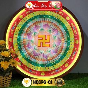 Hào Quang Cơ Phật Giáo Hoa Sen Chữ Vạn CHÂN THIỆN MỸ Đèn Trang Trí Bàn Thờ Cho Tượng Phật HQCPG-01