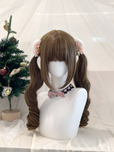 Long Curls Honey Tea Brown Lolita Fake Hair Full Head Cover Realistic JK Style Womens Hair Accessories Sweet Cute Face Slimming