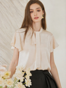 Roey s house | Elegant Ruffled Sleeve Satin Shirt for Women Summer New Arrival Professional Look Blouse