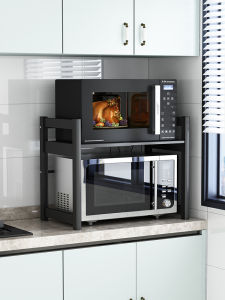 Kitchen Microwave Oven Storage Rack Retractable For Home Double Layer Oven Shelf Table Top Rice Cooker Storage Rack