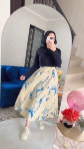 Haseena Rok Plisket Ceisya Motif Marble Bawahan Wanita Dewasa Skirt Ala Korea Bahan Hyget Premium Skirt Panjang Full Karet - Lazada