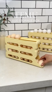 4 layer Egg Box Automatic Rolling Kitchen Refrigerator Egg Storage Racks Tray Holds 30 Eggs