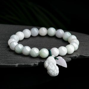 TIMESWIND with Certificate Natural Jade Pixiu White Women Beads Bracelet Y1B