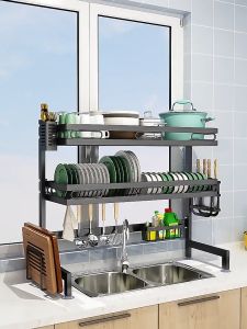 KOI 2ชั้น ชั้นวางจาน สแตนเลส <65-85-95-105-125cm> คร่อมอ่างล้างจาน  รุ่นอัพเกรด ชั้นวางของในครัว bowl rack รุ่นอัพเกรด