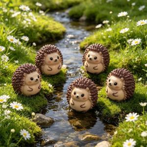 10Pcs Cute Cartoon Hedgehog Resin Figurines Mini Animal Statues for DIY Fairy Garden Home Desk Decor Gifts