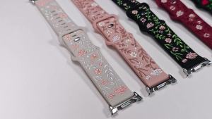 Silicone Engraved Strap for Samsung Galaxy Watch 8 40 44mm Floral Prints Bracelet for Samsung Galaxy Watch 8 Classic 46 Mm Band