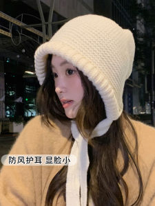 Knitted Hat Womens Autumn and Winter Balaclava Strap Beanie Hat Wool Winter Thickening Northeast Cold Proof Ear Protection