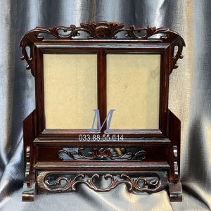 Khung ảnh thờ đôi gia tiênkhung hình thờ 2 ảnh thờ hoa sen gỗ hương