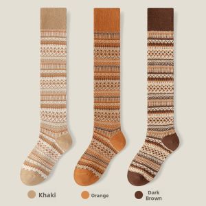 Miiow | Womens High-Tube Long Tube Socks Anti-Slip Pressure Cotton Polyester Nylon Blend Autumn Winter Knee-Pad Cat Person Double Needle