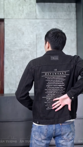 Áo khoác Jeans nam IN chữ GXF kiểu áo khoác bò Denim đường phố năng động mọi lứa tuổi AJ019