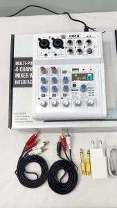 Mixer E4 Bluetooth-USB-Revert ghép dàn KaraokeLoa kéoLivestream tặng dây rắc kết nối