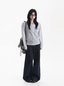 zuocisankon | Youthful Academic Style Color-Block Striped Print Slimming T-Shirt