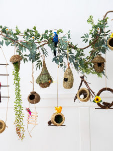 Giá Đỡ Trang Trí Sân Vườn Bằng Rơm Thủ Công Hình Tổ Chim Bằng Treo Trang Trí Quả Trứng Chim Phong Cách Nông Thôn