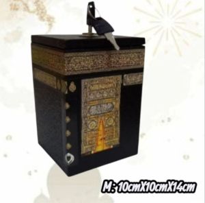 Celengan Souvenir Tabung Kaabah Sedang Medium Berkunci Penyimpanan Tabung Duit Syiling Kertas Souvenir Gift Umrah Haji/ Tabung Duit Kayu Doorgift
