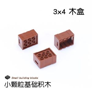 Domestic Building Blocks Compatible 30150 Wooden Basket DIY Scene Food Basket Fruit Basket Square Basket Wooden Box Container BD05