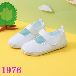 MONLEYTA | Childrens Low-Top Canvas Shoes Indoor White Sneakers Flat Bottom Lace-Up Toddler Kindergarten Boys Girls Student Flat Footwear