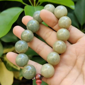 15.5mm Bracelet SG Seller Store - Light Green with Brownish Yellow Natural Type A Jadeite Jade certificate weighs 81.97 grams (bracelet30)