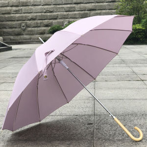 Retro Long Handle Automatic Umbrella for Women Windproof Sunshade Rainproof Elegant Wooden Handle Longstaffe Umbrella