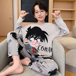 Spring Autumn Cotton Pajamas Long Sleeve Thin Home Clothes Set for Boys Kids Toddler Children Comfortable Breathable Sleepwear