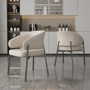 Accessible Luxury Stainless Steel Dining Chair For Home Modern Minimalist Desk Chair Hotel Coffee Shop Classy Super Leather Armchair