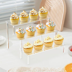 3 Tier Acrylic Cupcake Storage Rack Cupcake Stand Holder Dessert Display Shelf for Wedding Birthday Christmas Party Decor