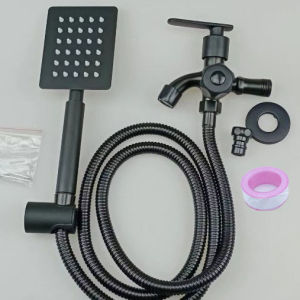Best Selling Stainless Steel Shower Set With Faucet 4-in-1 Black Shower Head Set With Hose and Brack Black 304 Shower Set Stainless Steel Bathroom Home