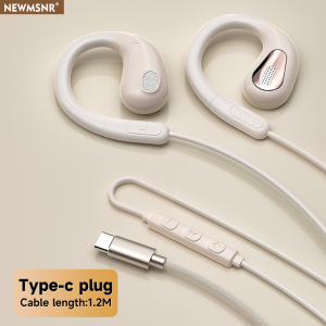 Clip-on Wired Control Type C&3.5mm Headphone 9D Surround Sound Earbuds Sports Gamer Headsets ENC Earphones In HD Mic For Samsung