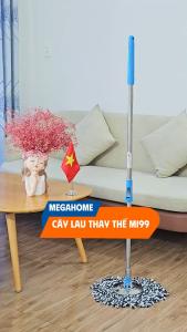 Cây Lau Nhà Megahome MI99 mâm inox sử dụng được cho tất cả các bộ lau nhà 360 độ