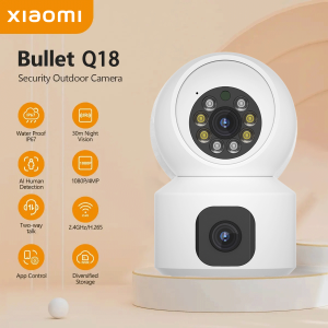 Xiaomi Dual Lens CCTV Camera Wifi Connect 360 With Audio and Speaker Mini IP Security Camera Auto Tracking Night Vision Waterproof Alarm Surveillance