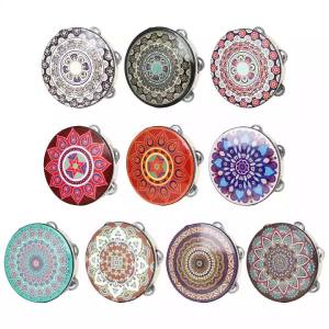 IRIN | IRIN 8 Inch Tambourine Bell Hand Drum Dunhuang Style Stainless Steel Bells Drums Orff Percussion Musical Instruments