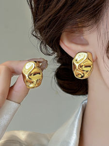 Vintage Pleated Glitter Earrings All-match Elegant Silver Studs