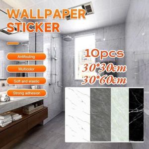 10PCS PVC Vinyl Wall Sticker Self-Adhesive Imitation Marble Tiles Waterproof Home Decor Tool