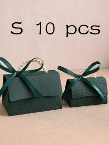 Bộ 10 Hộp Quà Tặng Hoa Văn Nổi Nhiều Màu Sắc Kèm Ruy Băng Satin & Tay Cầm Ngọc Trai Giả Dành Cho Mọi Dịp - Đám Cưới Sinh Nhật Giáng Sinh