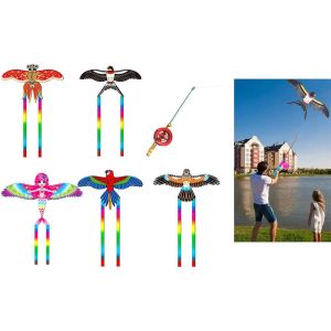 EQUITY Cartoon Dynamic Kites Easy Control Lightweight Fishing Rod Kites DIY Plastic Flying Kites Kids Gift
