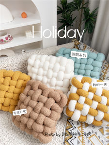 Lamb Velvet Knitted Pillow Decorative Fluffy Soft Seating Pad Convenient Noodles Window Seat Tatami Cushion Home Decorative