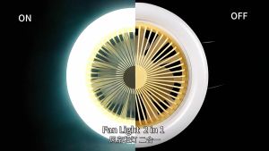 GREEN WIND Small Ceiling Fan With Light 2 in 1 E27 Lamp Head Dimmable With Remote Control Little Table Cooling Fan Lamp