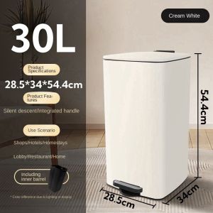 Manzan Step Pedal Trash Can 20L 30L Rectangle Stainless steel Trash tin