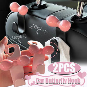 2Pcs New Pink Bow Storage Hook Universal Car Seat Back Handbag Coat And Hat Storage Hook Car Interior Accessories