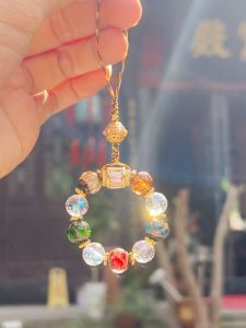 Small Five Happiness Mobile Phone Chain Car Hanging Keychain Pendant Lucky Charm Perfect Ten USB Drive Bag Ornament Alloy Material