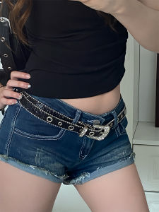 Retro American Style Womens Belt for Jeans Decorative Spicy Design Minority Style Willow Rivets Rhinestone Waist Belt Trendy