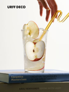 URFF DECO Creative Fruit And Vegetable Print Glass Cup Milk Ins Style Hot Water Resistant Flip-Top Glass Beverageware