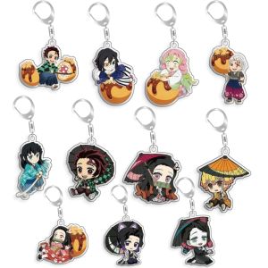 Bandai | For Demon Slayer Uzui Tengen Kamado Nezuko Rengoku Kyojuro Acrylic Selfmade Cartoon Anime Keychain Pendant Toy Gift 5cm