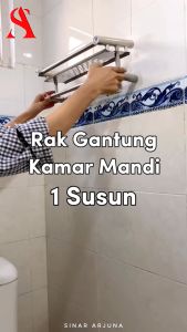 Rak Kamar Mandi Toilet Susun Stainless Premium Rak Dinding Gantungan Handuk Shampoo Sabun Serbaguna