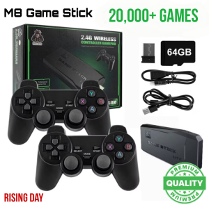 20000+ Games 64GB Video Game Stick 4K Ultra HD With 2.4GHz Wireless M8 Game Stick Double Controller Handheld Console For TV Classic Retro Game