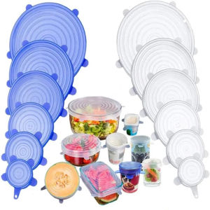 6PCS Food Grade Silicone Stretch Lids Durable Expandable Food Fruit Cover Reusable Silicone Stretchable Keep Food Fresh Cover