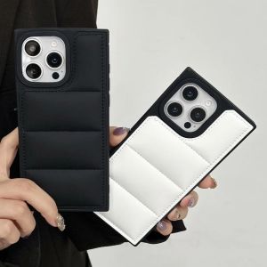 Fashion Winter Down Jacket The Puffer Phone Case For iPhone 16 15 14 13 Pro Max Soft Fabric Silicone Shockproof Bumper Fundas