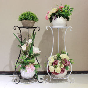 Cute-Ghost  ชั้นวางกระถางต้นไม้เหล็กดัด ชั้นวางกระถางต้นไม้ 2 ชั้นสูง เหล็กดัดจัดดอกไม้ รับน้ำหนักได้มาก