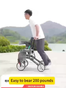 German Elderly Chair Yoboo Walker: A Foldable Portable Four-Wheel Chair Travel Wheelchair Trolley